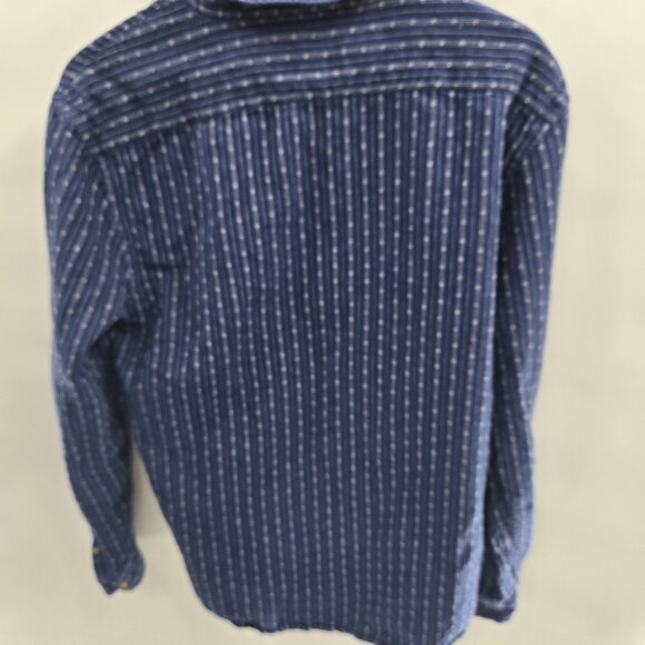 Banana Republic Blue Stripped Linen/Cotton Blend Long Sleeved Button Down Medium - Picture 2 of 8